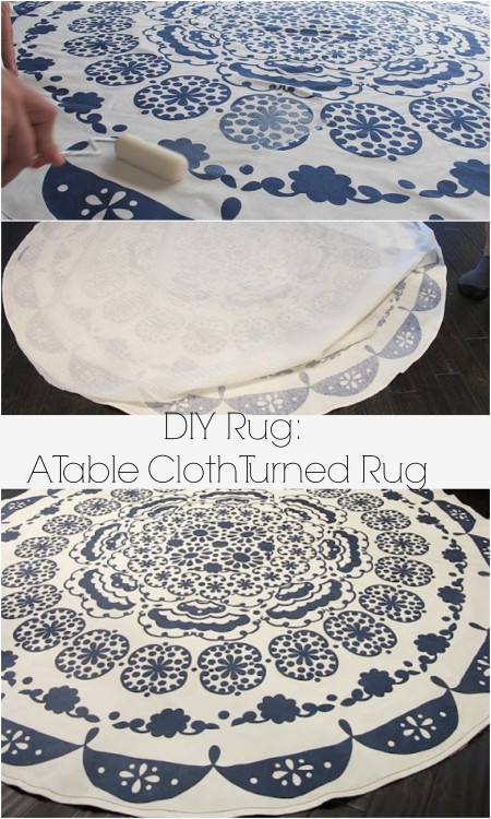 DIY rug: table cloth turned rug