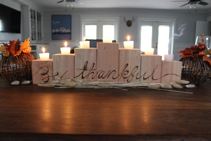 wood candle holder centerpiece