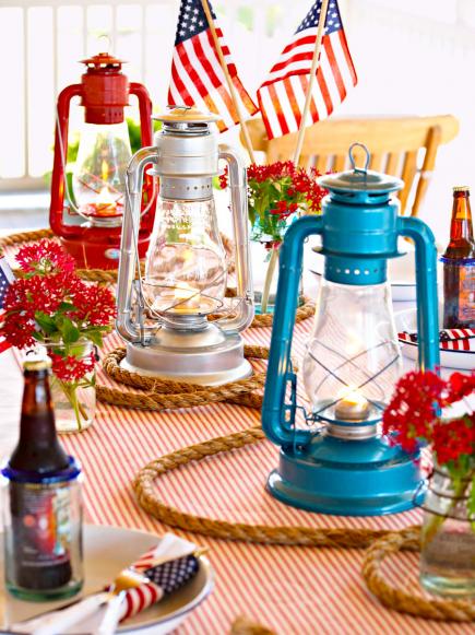 red white and blue lanterns