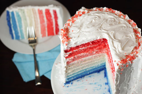 4th of july memorial day ombre cake