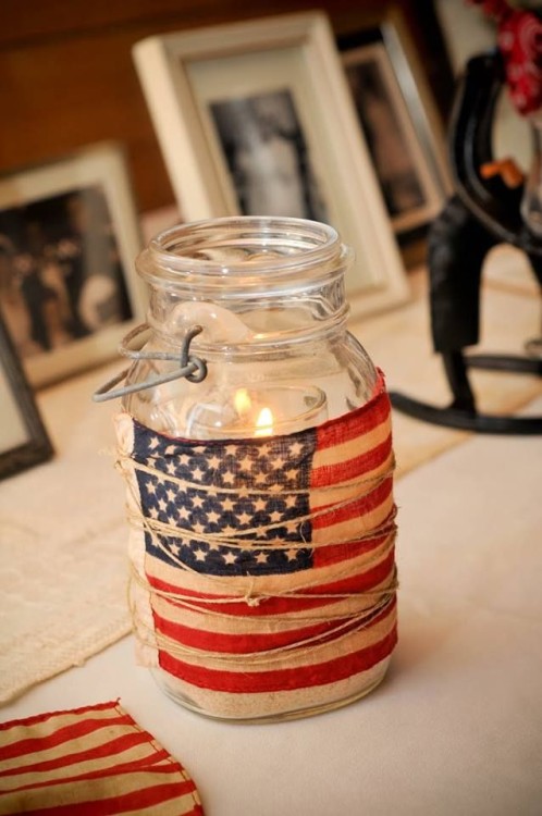 american flag mason jar tealight