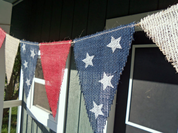 memorial day 4th of july burlap banner