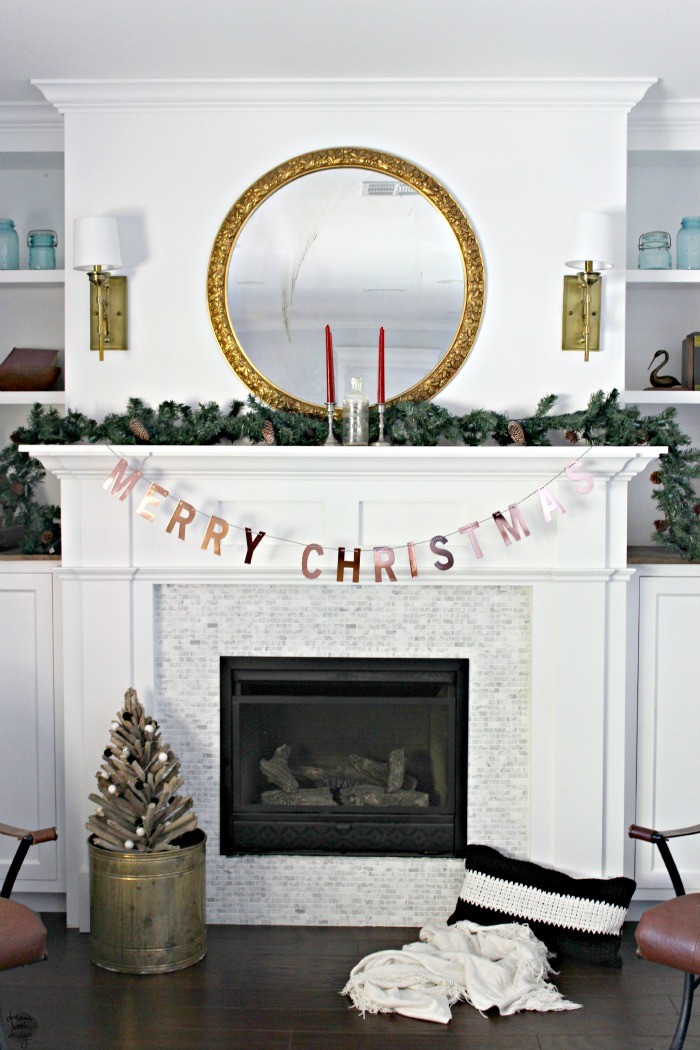 metallic christmas mantel